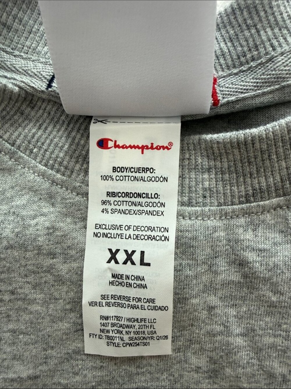 Champion Women's Gray Logo T-Shirt XXL Plus Size Premium Sportswear Tee NWT - Picture 8 of 8